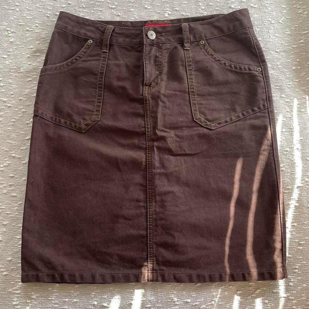 Vintage Union Bay Brown Cargo Midi Skirt Size 9